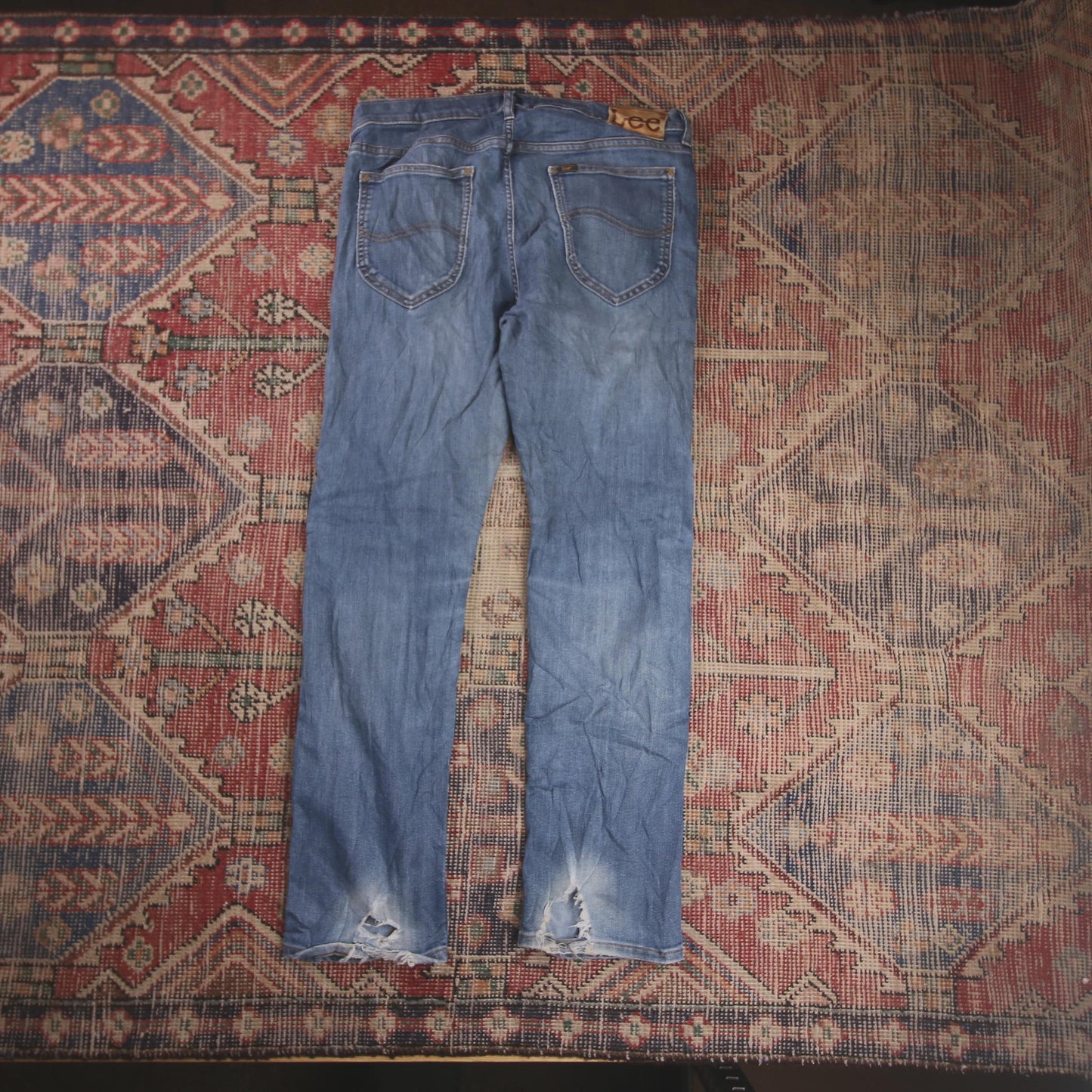 Lee W34 L28 Straight Leg Loose Fit Blue Denim Jeans
