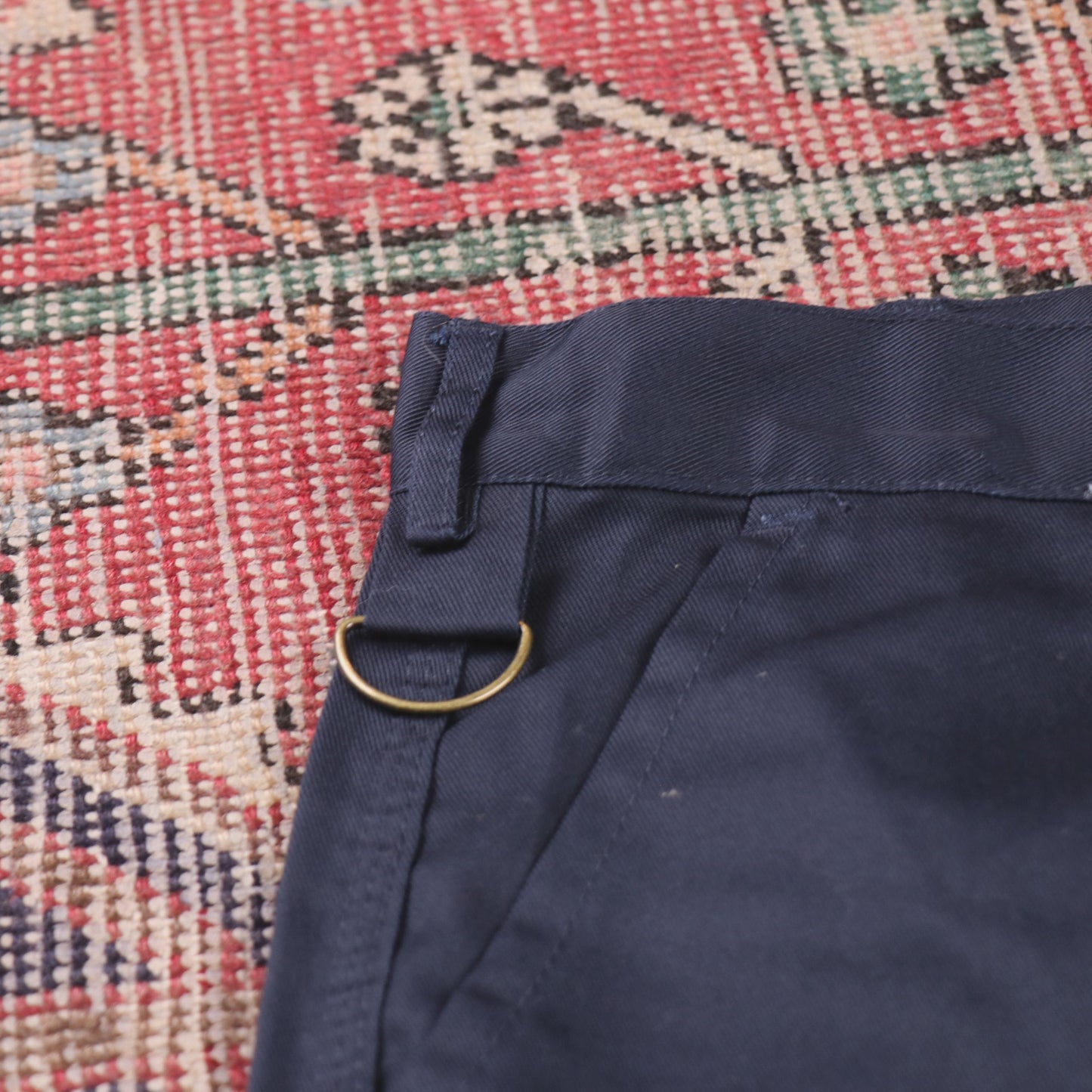 Dickies Double Knee W40 L31 Cargo Navy Cotton Blend Trousers