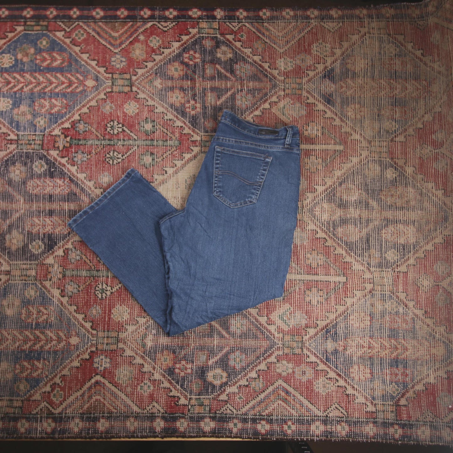 Lee W38 L27 Straight Leg Loose Fit Blue Denim Jeans