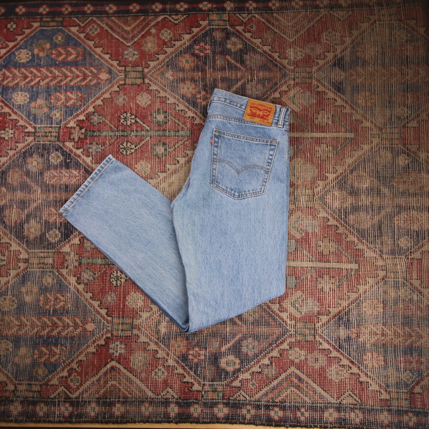 Levi's 505 W36 L34 Straight Leg Regular Fit Blue Denim Jeans