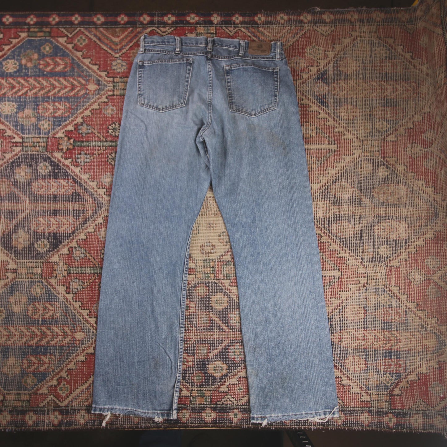 Wrangler W34 L32 Straight Leg Relaxed Fit Blue Denim Jeans