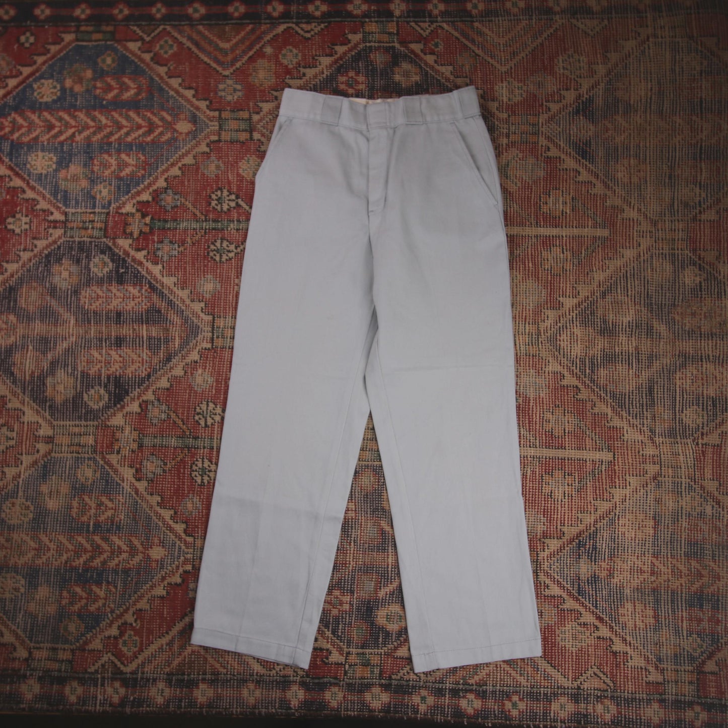 Dickies W26 L25 Straight Leg Blue Cotton Blend Trousers