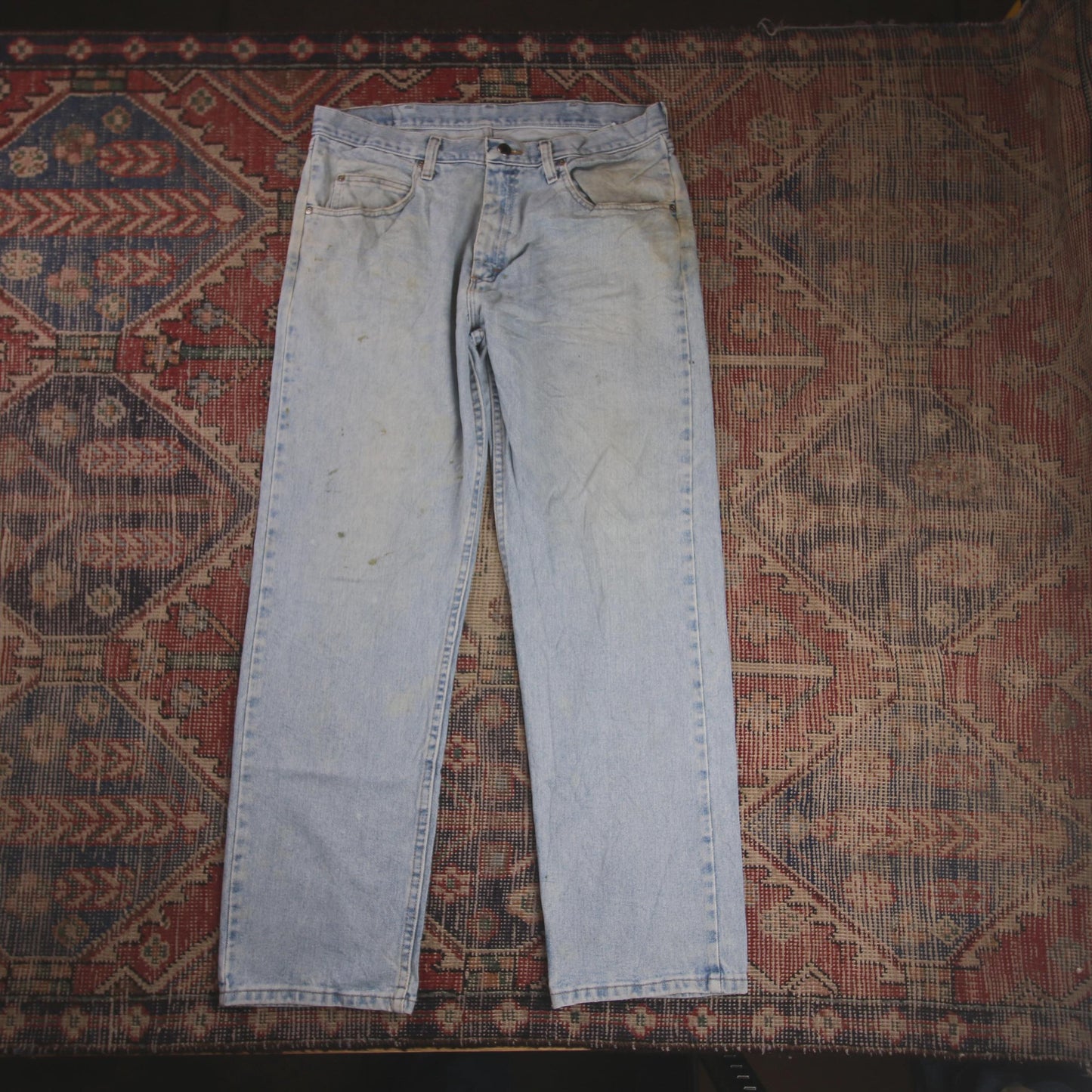 Wrangler W34 L31 Straight Leg Relaxed Fit Blue Denim Jeans