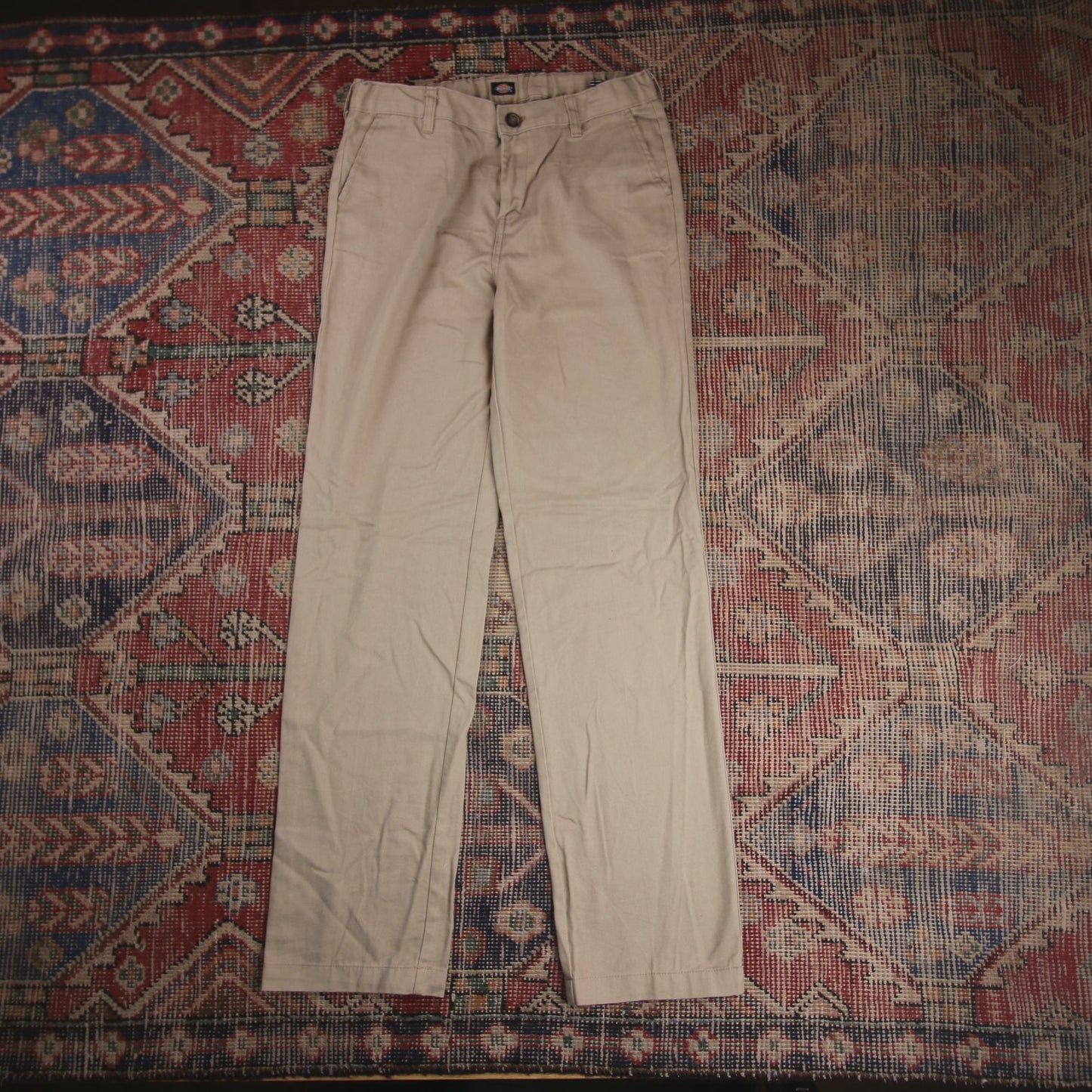 Dickies W28 L30 Straight Leg Beige Cotton Blend Trousers