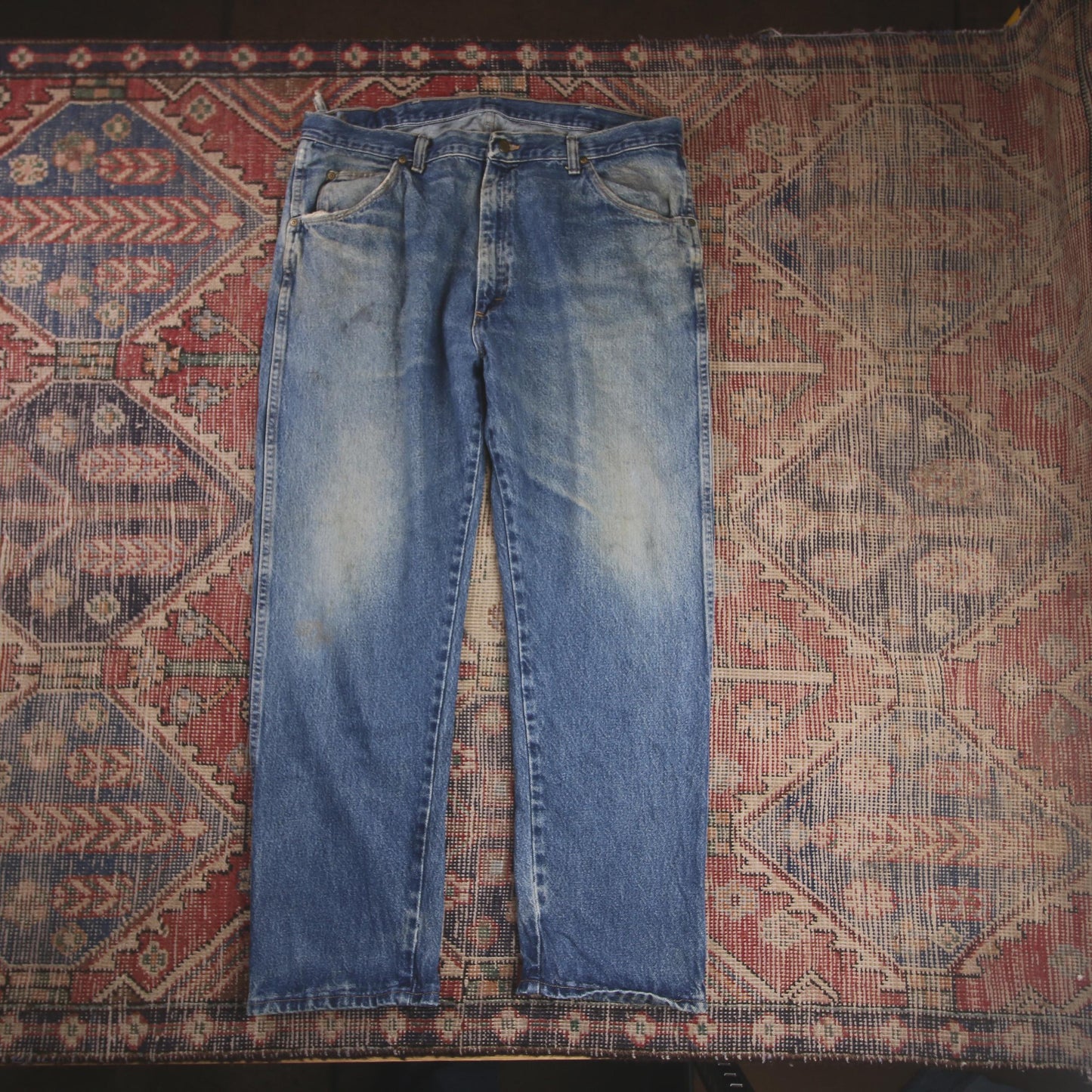 Wrangler W36 L28 Straight Leg Relaxed Fit Blue Denim Jeans