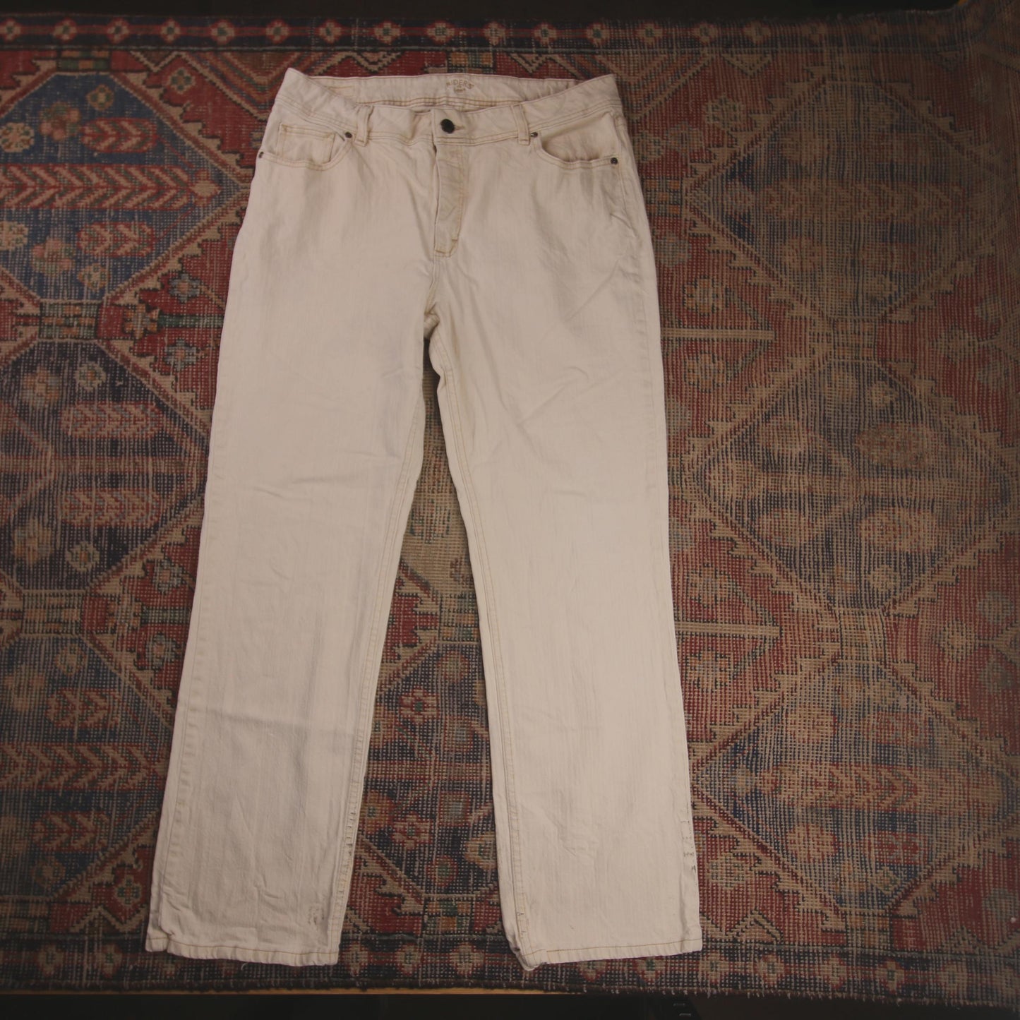 Lee W34 L30 Straight Leg Loose Fit White Denim Jeans