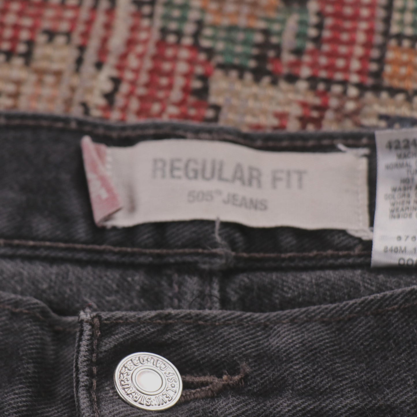 Levi's 505 W38 L28 Straight Leg Regular Fit Black Denim Jeans