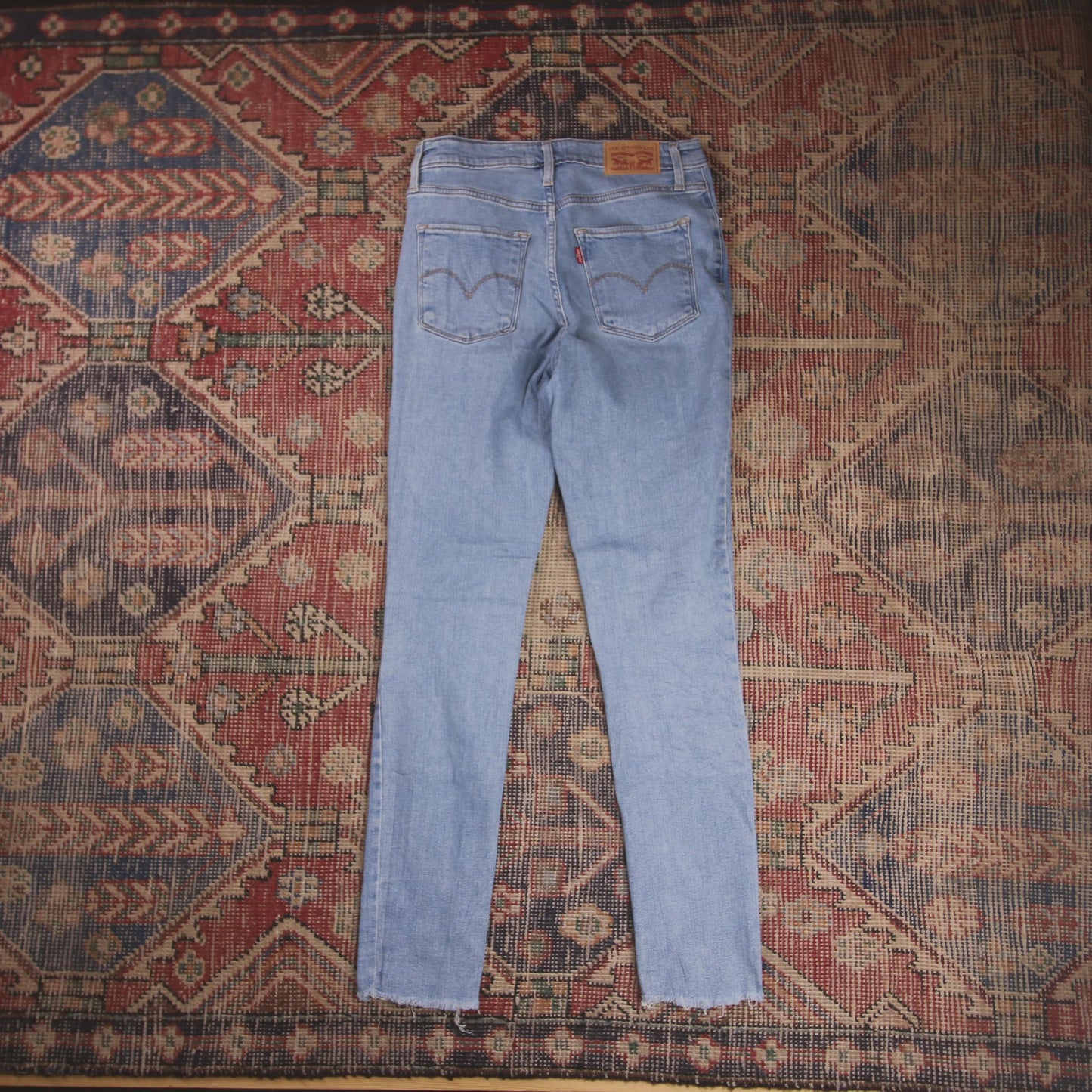 Levi's 721 W26 L27 Skinny Classic Ripped Style Blue Denim Jeans
