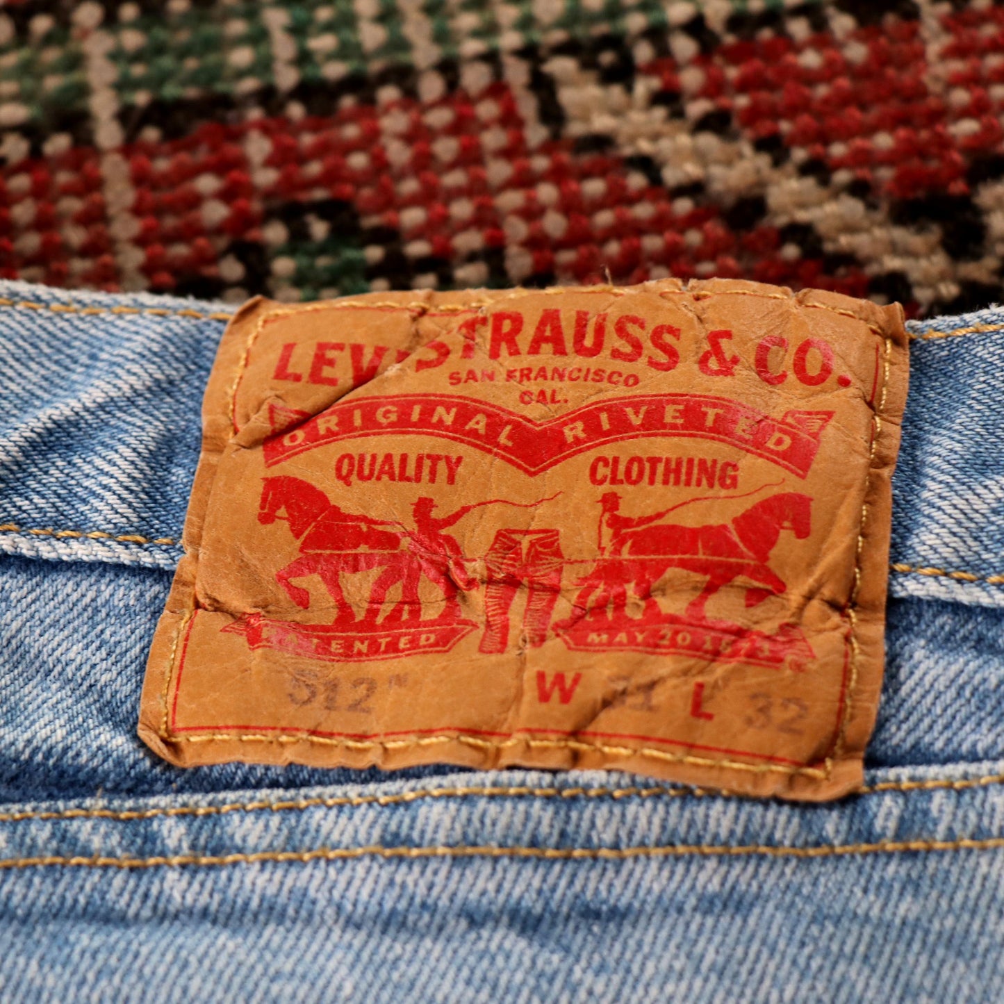 Levi's 512 Orange Tab W24 L30 Tapered Leg Slim Fit Blue Denim Jeans