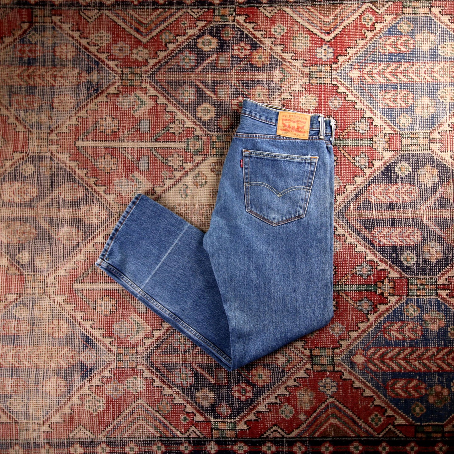 Levi's 505 Red Tab W34 L30 Straight Leg Regular Fit Blue Denim Jeans