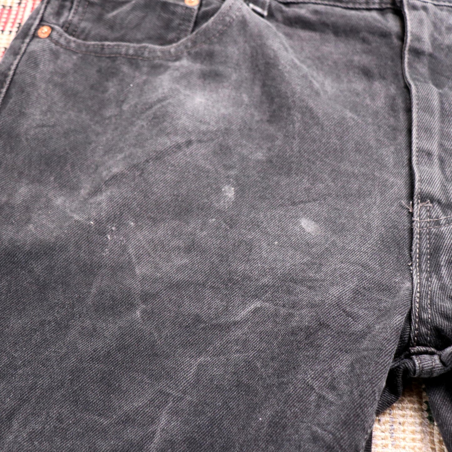 Levi's W36 L32 Straight Leg Loose Fit Black Denim Jeans