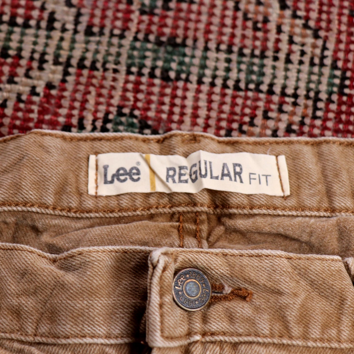 Lee W40 L28 Straight Leg Relaxed Fit Classic Ripped Style Beige Denim Jeans