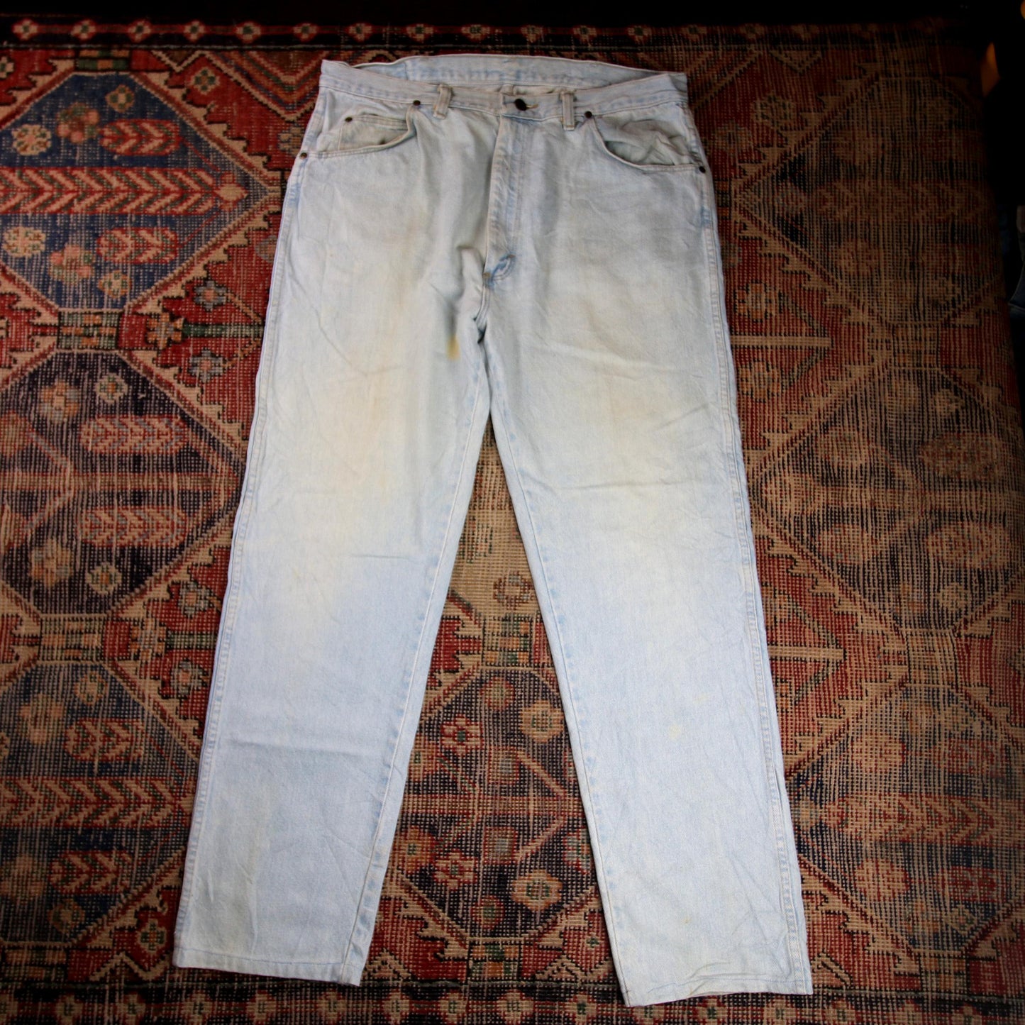 Wrangler W34 L30 Straight Leg Relaxed Fit Blue Denim Jeans