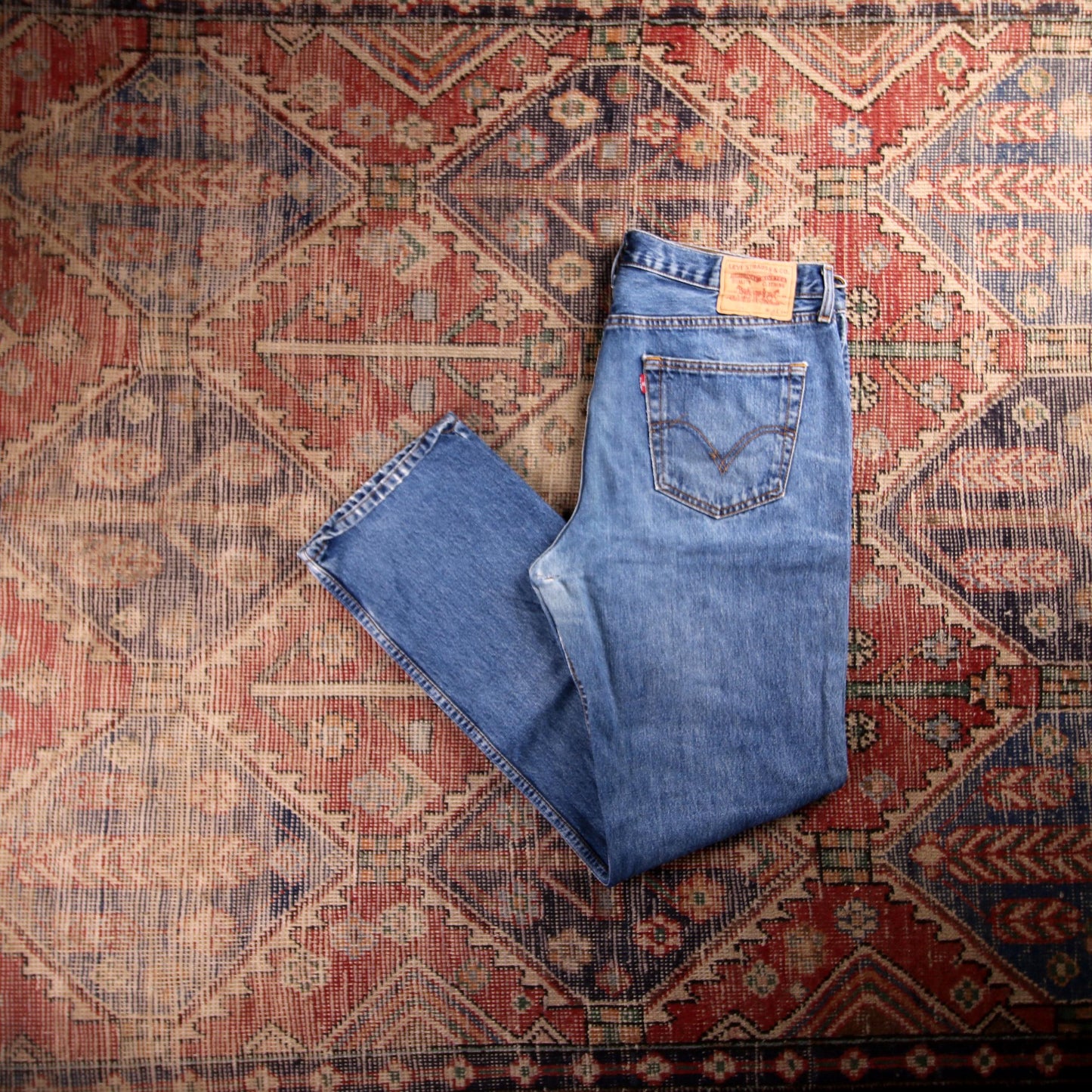 Levi's Orange Tab W38 L34 Straight Leg Classic Ripped Style Blue Denim Jeans