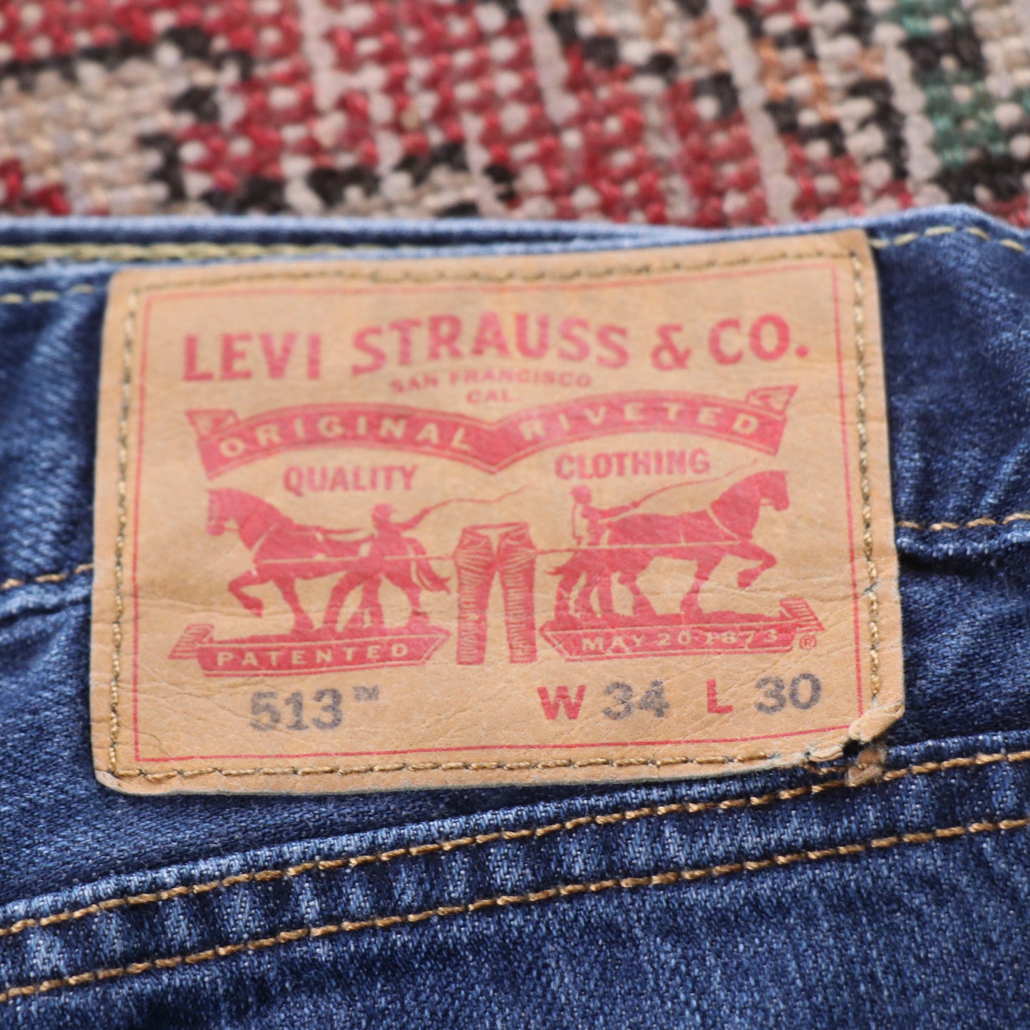 Levi's 513 Red Tab W34 L29 Straight Leg Slim Fit Blue Denim Jeans