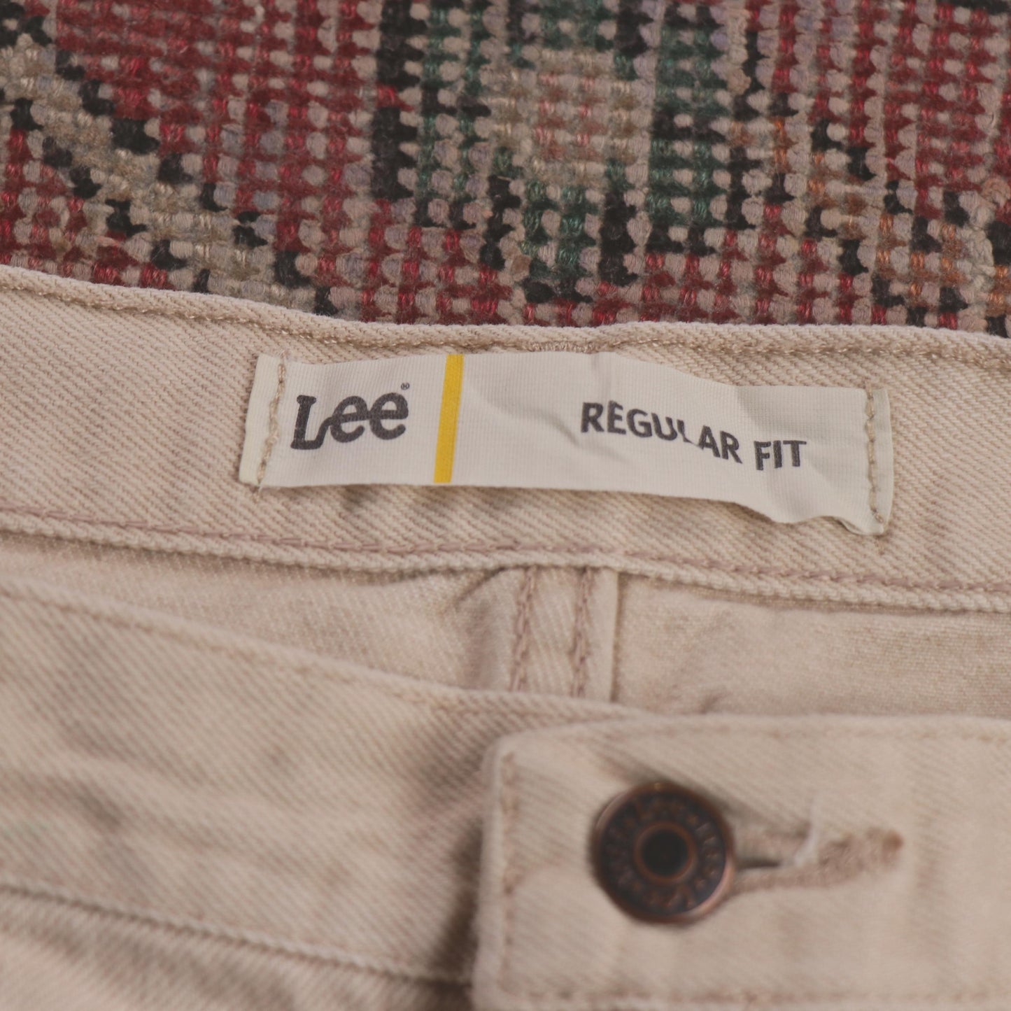 Lee W36 L32 Straight Leg Loose Fit Beige Denim Jeans