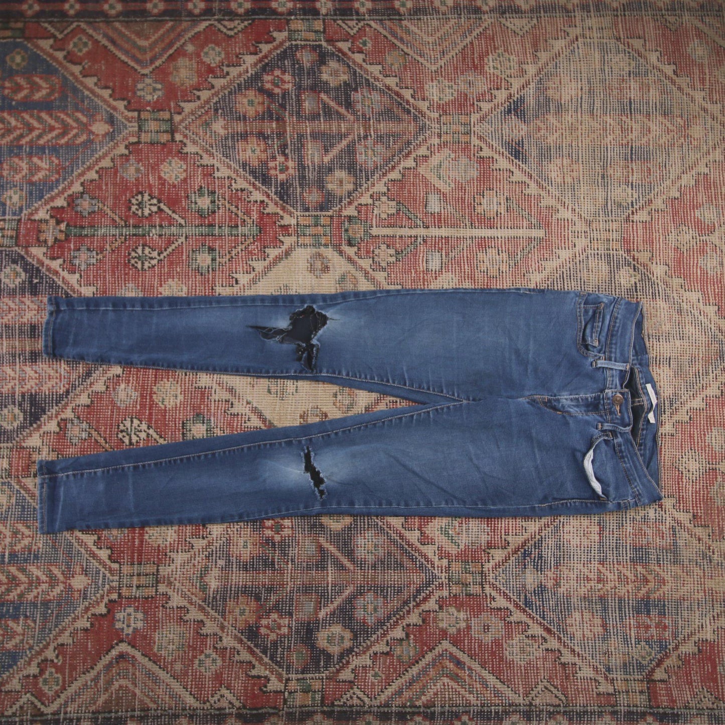 Levi's 710 W28 L29 Skinny Classic Ripped Style Blue Denim Jeans