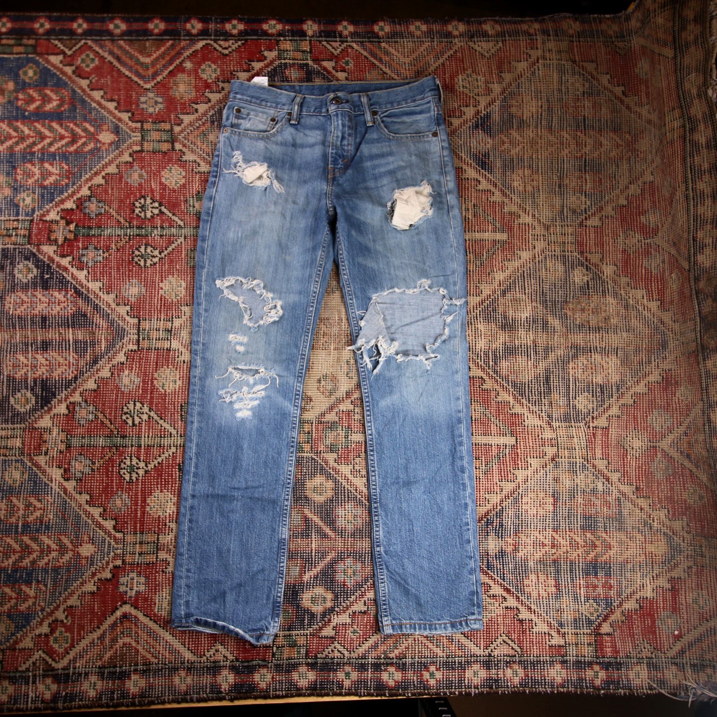 Levi's 511 W30 L29 Slim Fit Classic Ripped Style Blue Denim Jeans