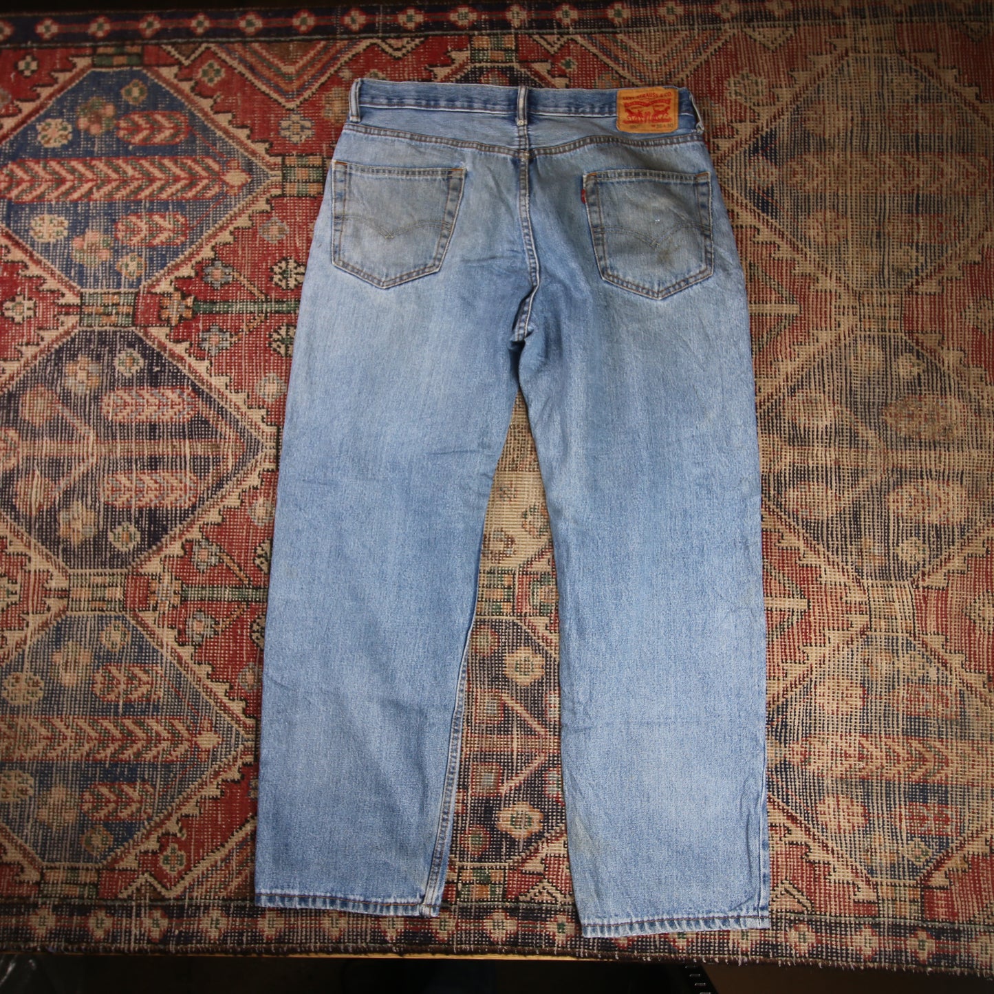 Levi's 550 W34 L28 Tapered Leg Relaxed Fit Classic Ripped Style Blue Denim Jeans