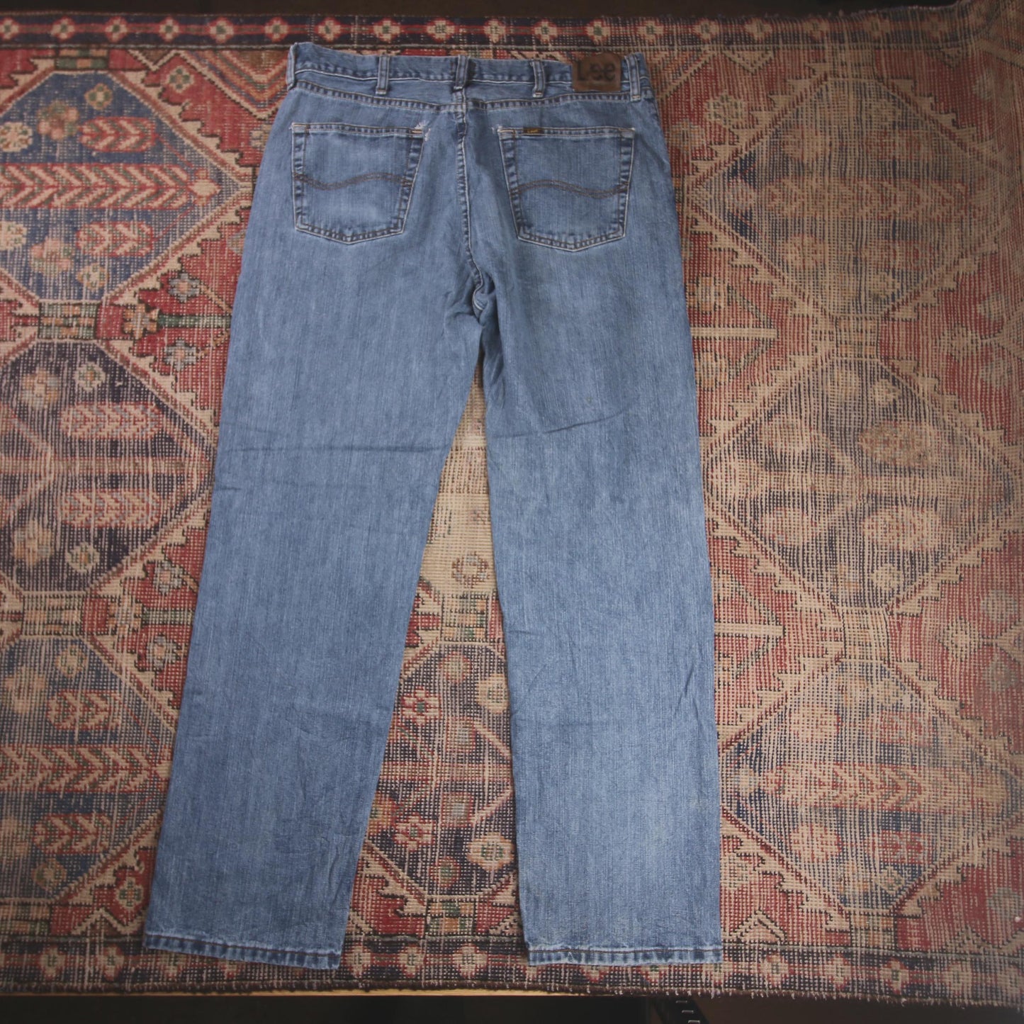 Lee W36 L32 Straight Leg Loose Fit Blue Denim Jeans