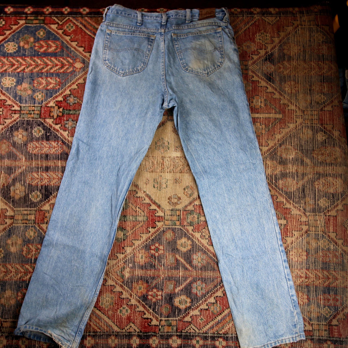 Lee W38 L34 Straight Leg Relaxed Fit Blue Denim Jeans