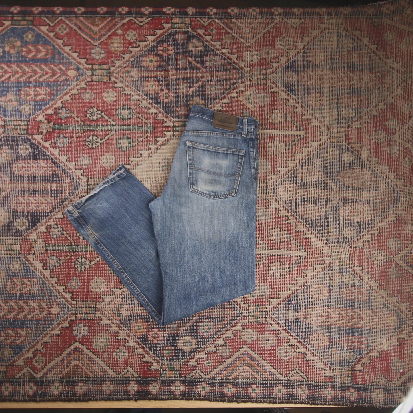 Lee W32 L30 Straight Leg Blue Denim Jeans