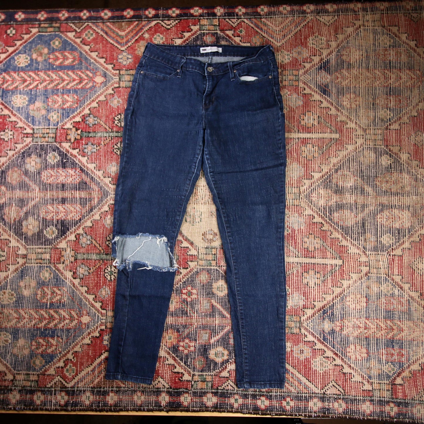 Levi's W30 L30 Jegging Classic Ripped Style Blue Denim Jeans