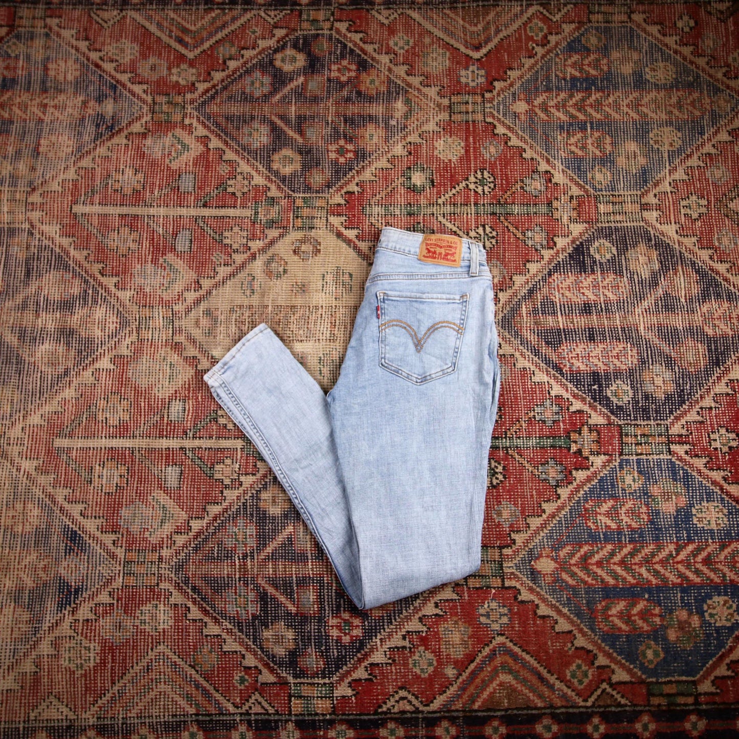 Levi's 535 W2 L29 Skinny Classic Ripped Style Blue Denim Jeans