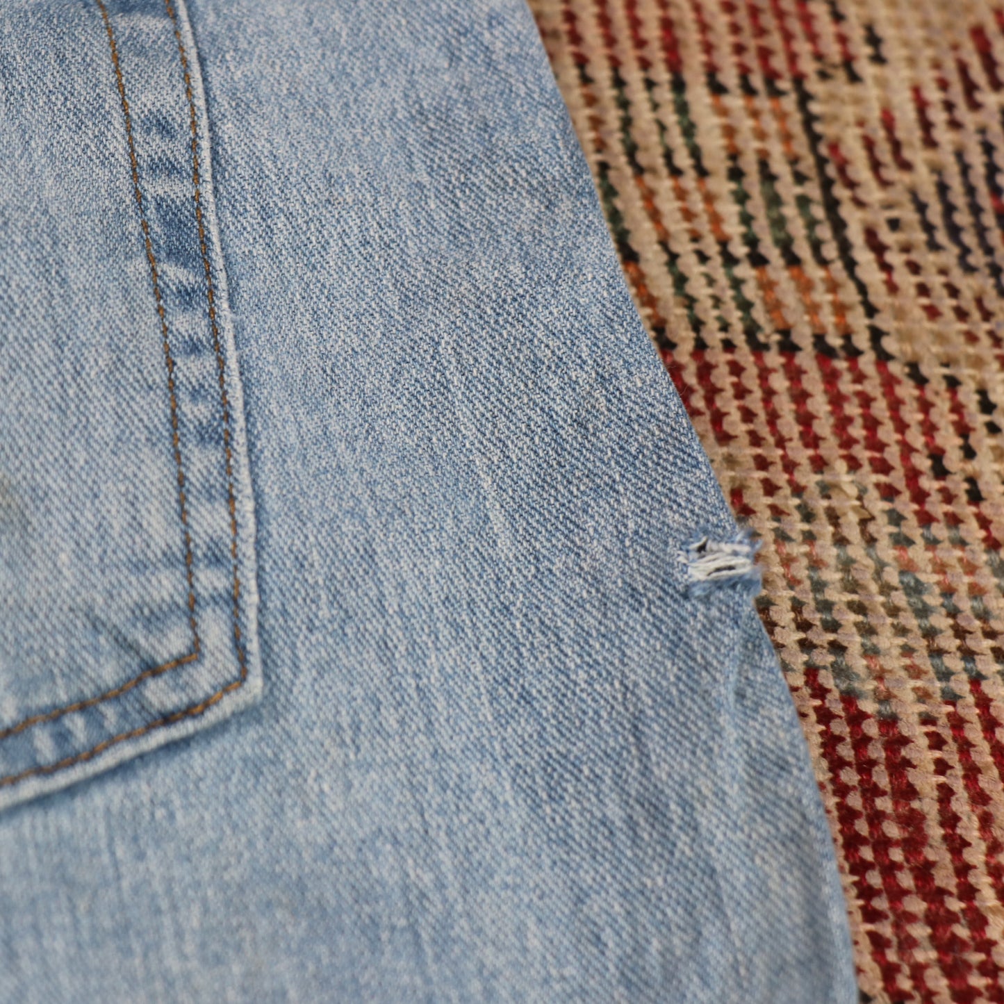 Wrangler W38 L33 Straight Leg Relaxed Fit Blue Denim Jeans
