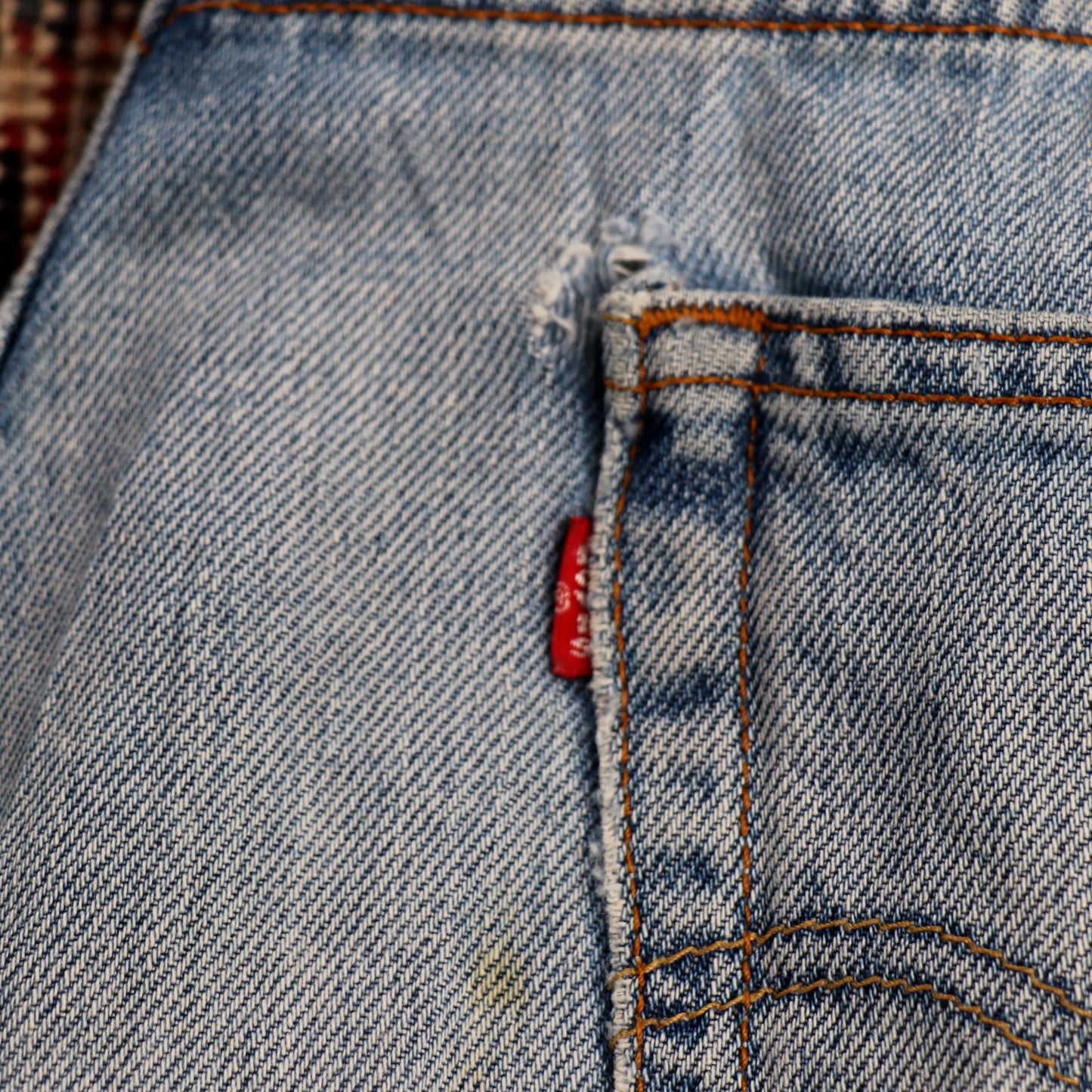 Levi's 505 W34 L30 Straight Leg Regular Fit Classic Ripped Style Blue Denim Jean