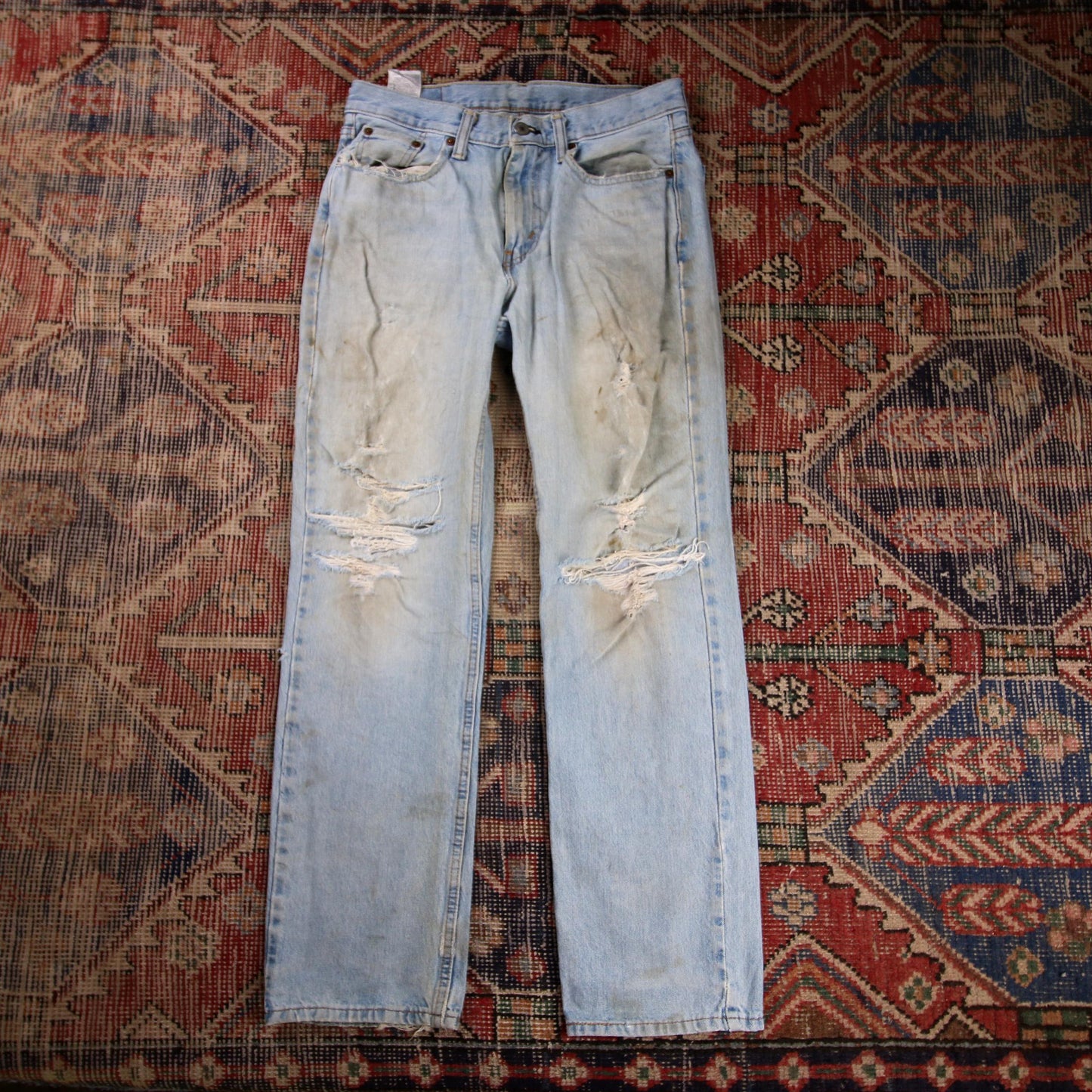 Levi's 514 W30 L32 Straight Leg Classic Ripped Style Blue Denim Jeans