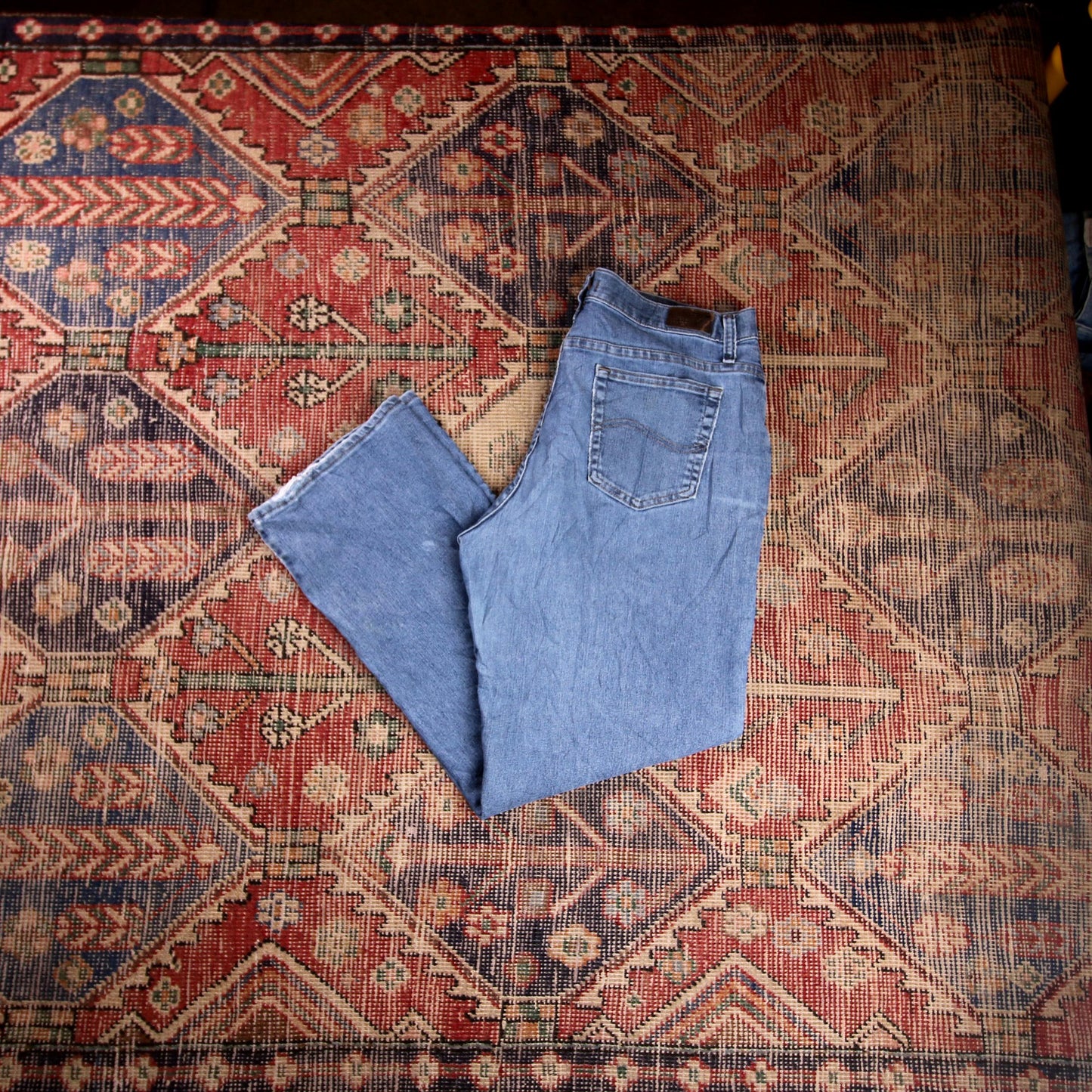 Lee W34 L28 Straight Leg Relaxed Fit Blue Denim Jeans