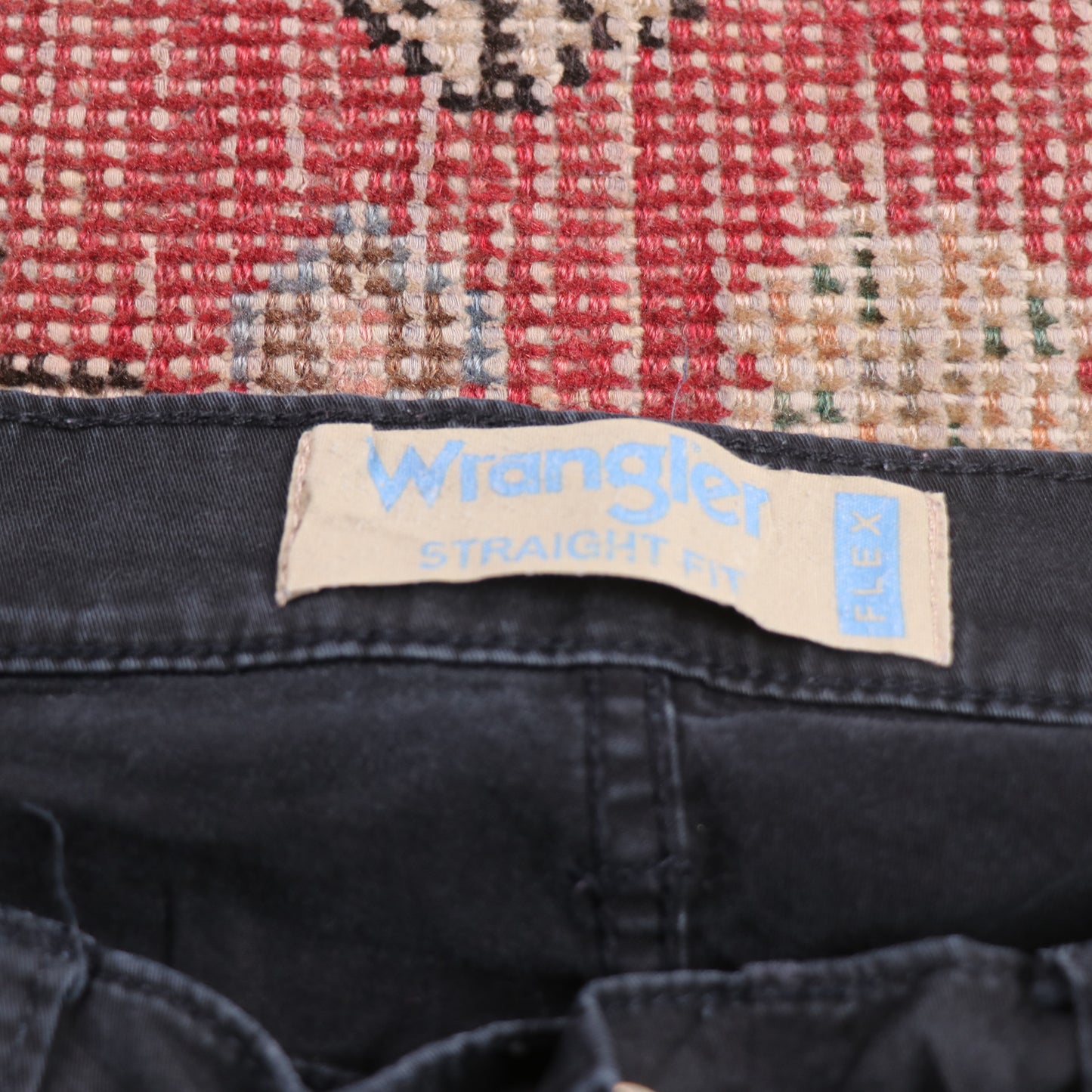 Wrangler W34 L30 Straight Leg Regular Fit Black Denim Trousers