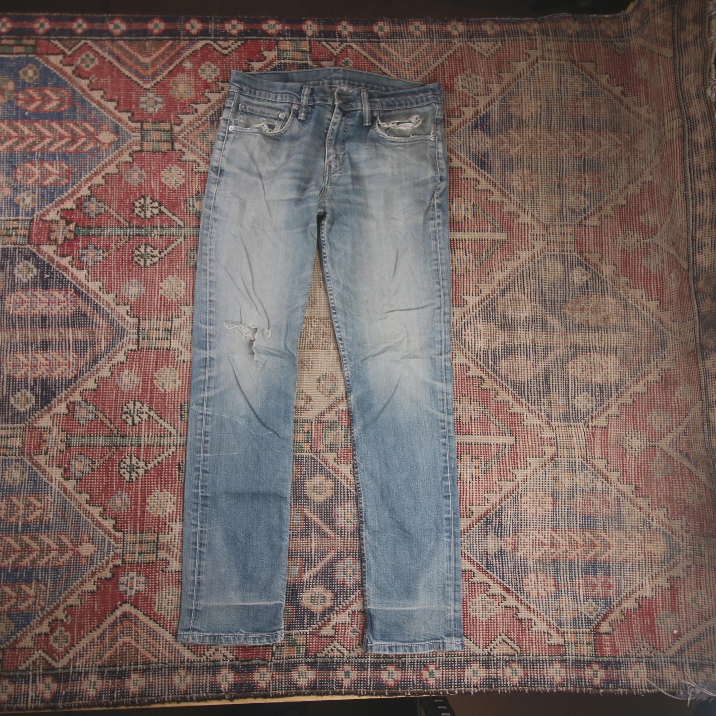 Levi's 511 W32 L30 Slim Fit Classic Ripped Style Blue Denim Jeans
