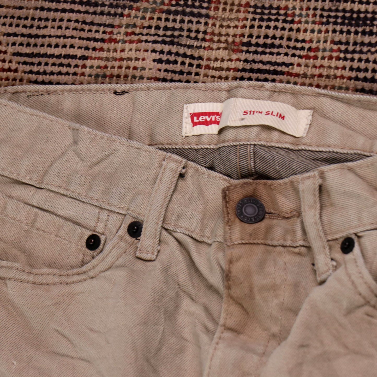 Levi's 511 W26 L28 Slim Fit Beige Denim Jeans