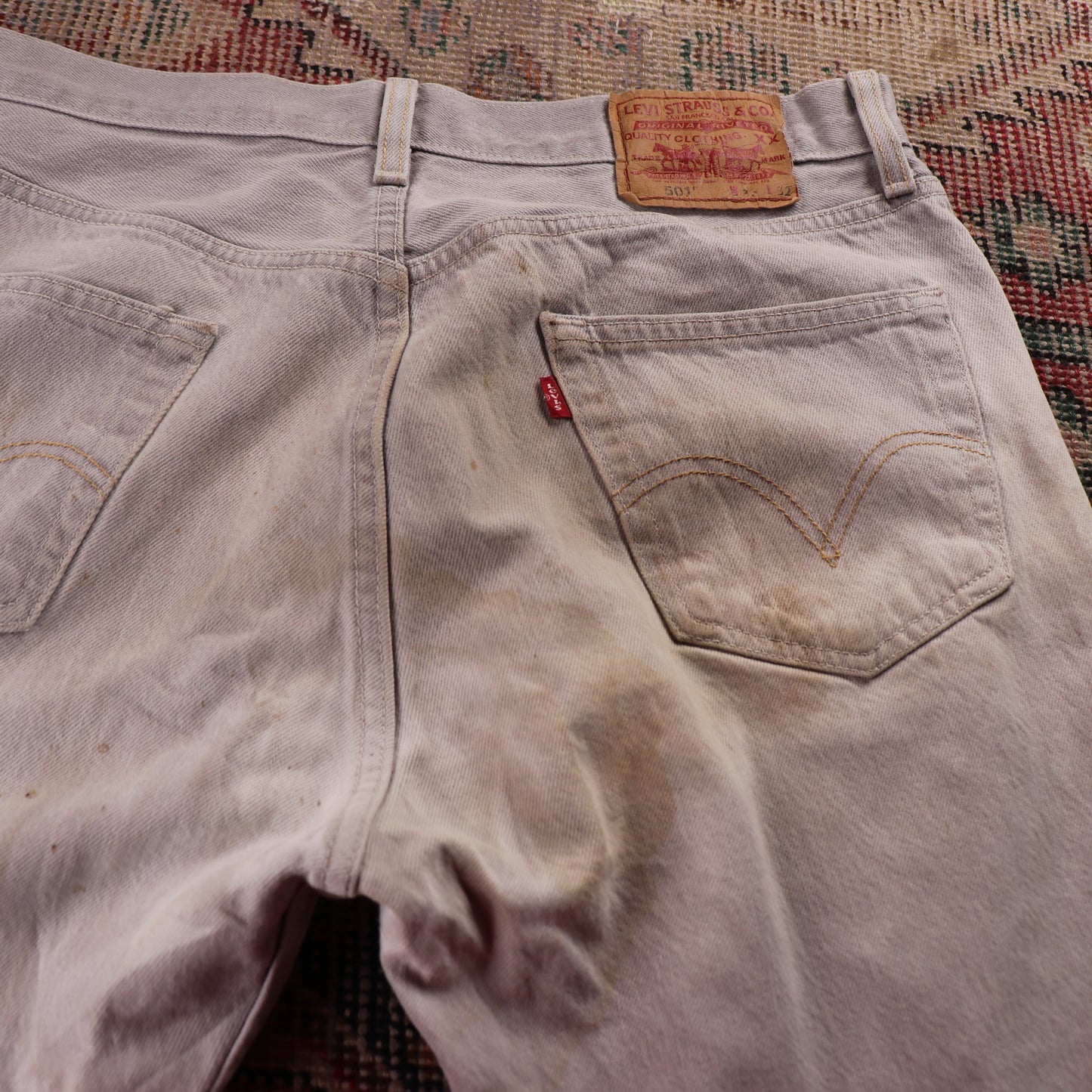 Levi's 501 W32 L28 Original Fit Beige Denim Jeans