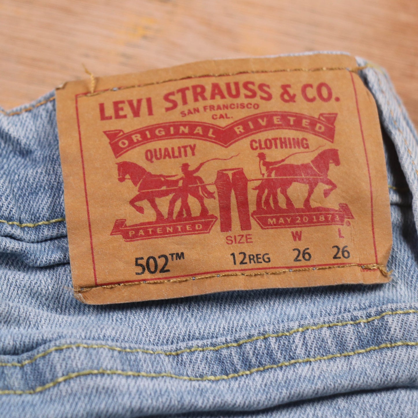 Levi's 502 Red Tab W26 L26 Tapered Leg Regular Fit Blue Denim Jeans