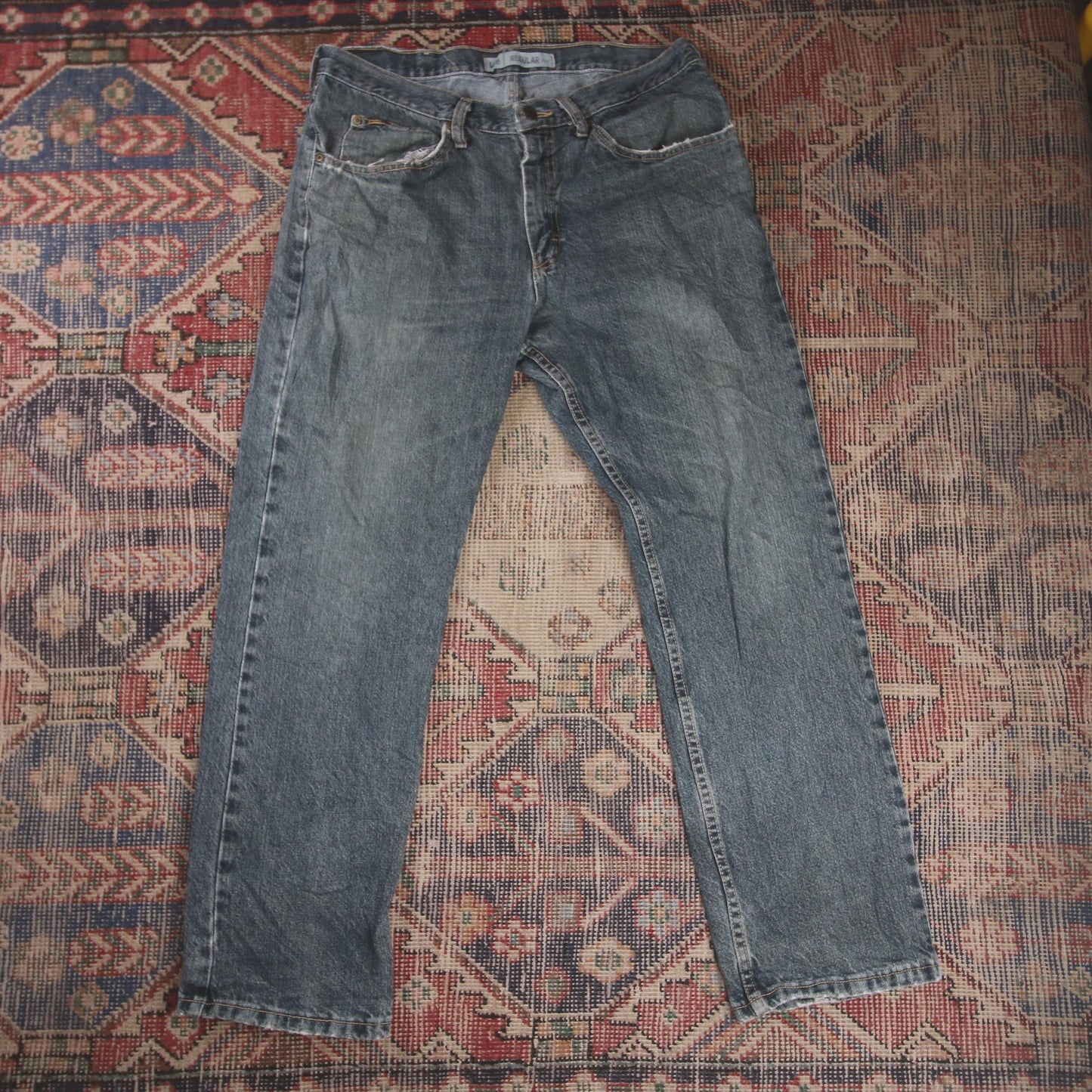 Lee W34 L30 Straight Leg Regular Fit Blue Denim Jeans