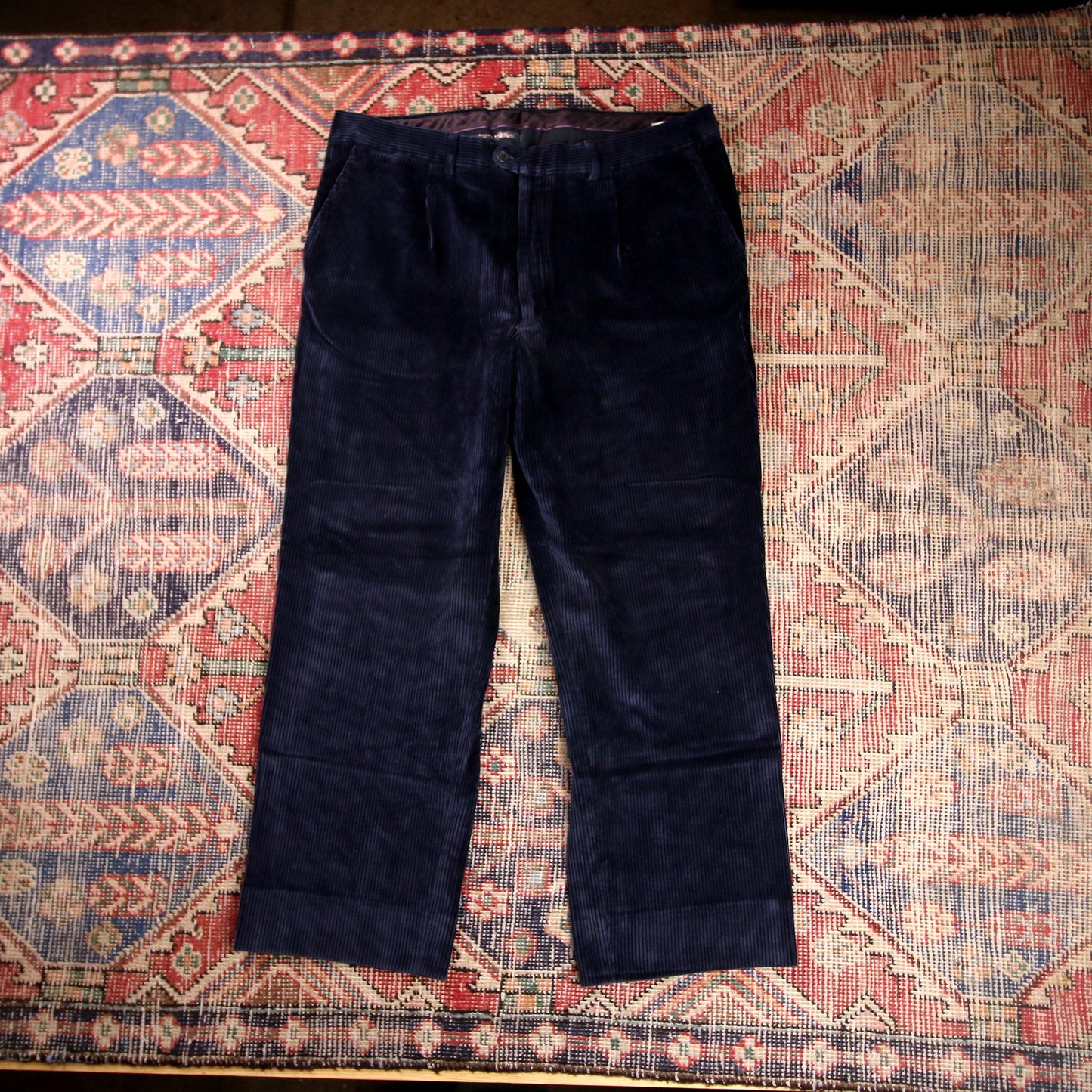 Unbranded W38 L25 Straight Leg Blue Corduroy Trousers