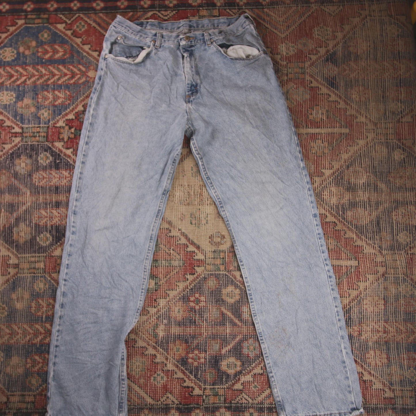Wrangler W34 L32 Straight Leg Regular Fit Blue Denim Jeans