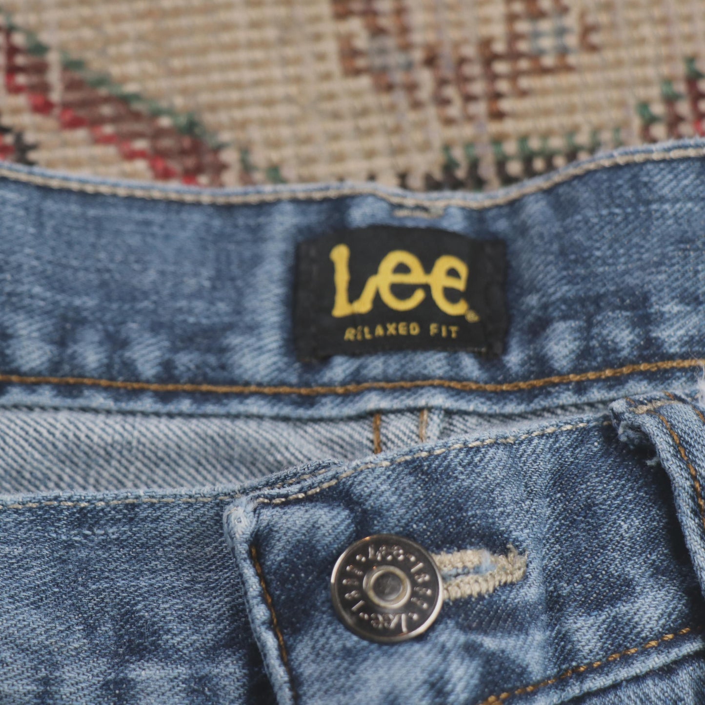 Lee W36 L32 Straight Leg Loose Fit Blue Denim Jeans