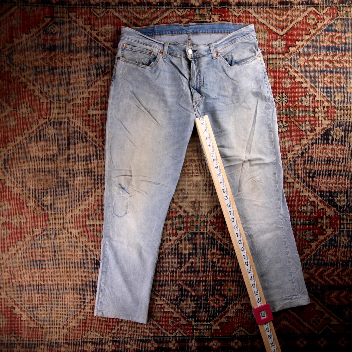 Levi's 501 Red Tab W36 L27 Original Fit Classic Ripped Style Blue Denim Jeans