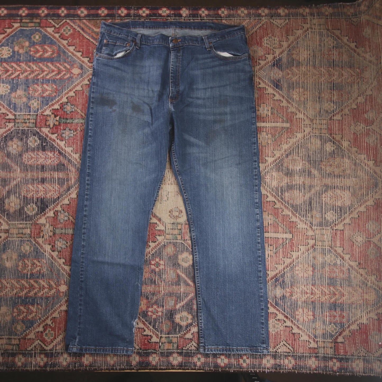Wrangler W40 L29 Straight Leg Loose Fit Blue Denim Jeans