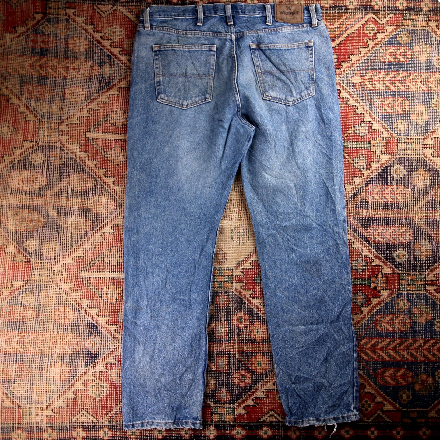 Wrangler W38 L32 Straight Leg Blue Denim Jeans