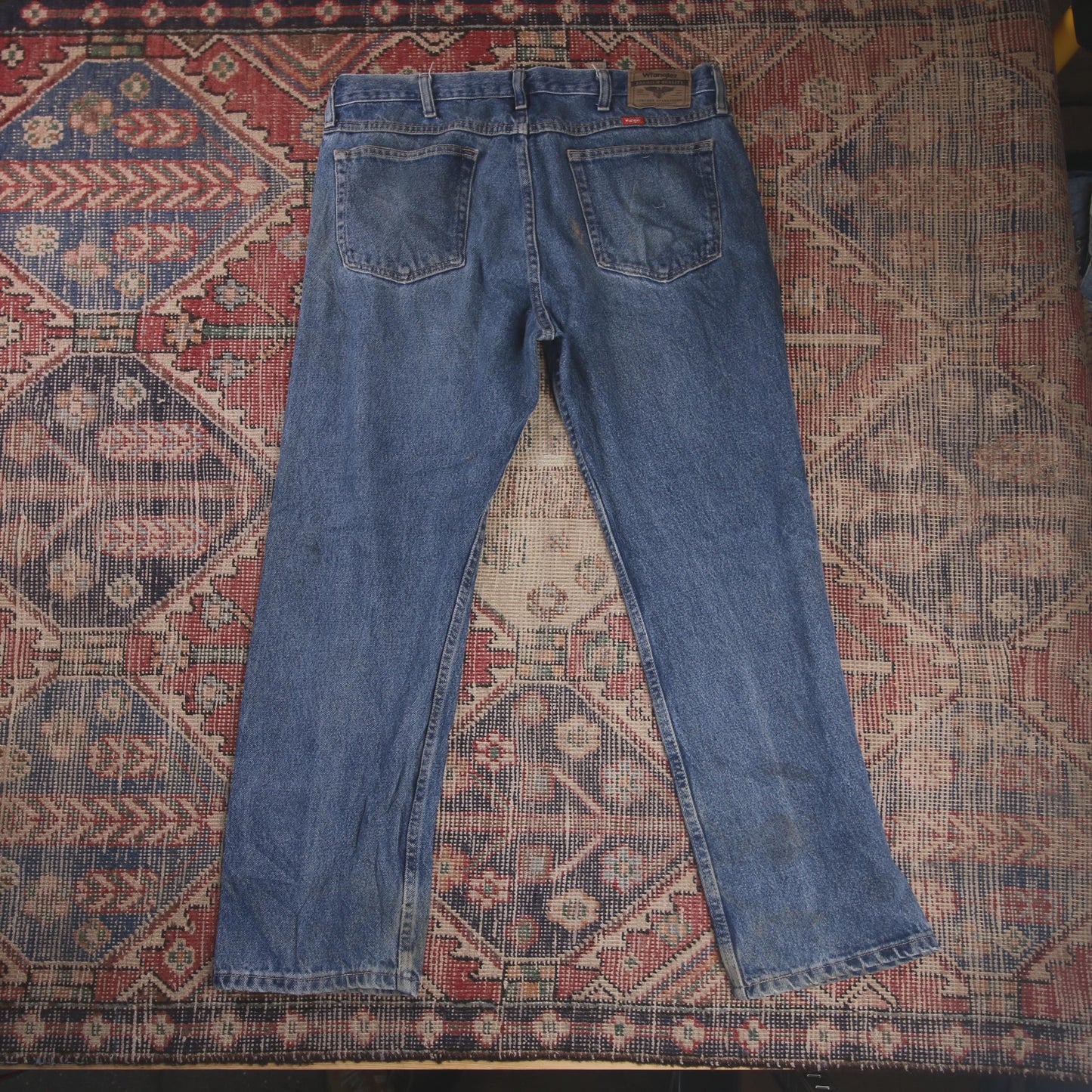 Wrangler W36 L29 Straight Leg Relaxed Fit Blue Denim Jeans