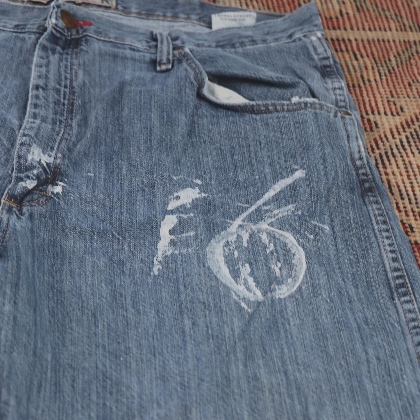 Wrangler W38 L33 Straight Leg Relaxed Fit Blue Denim Jeans