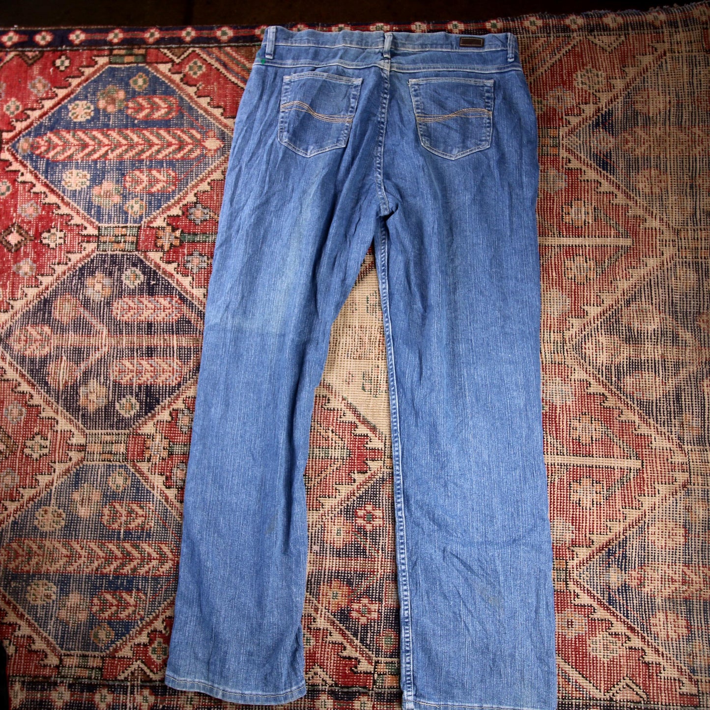 Lee W38 L32 Straight Leg Relaxed Fit Blue Denim Jeans
