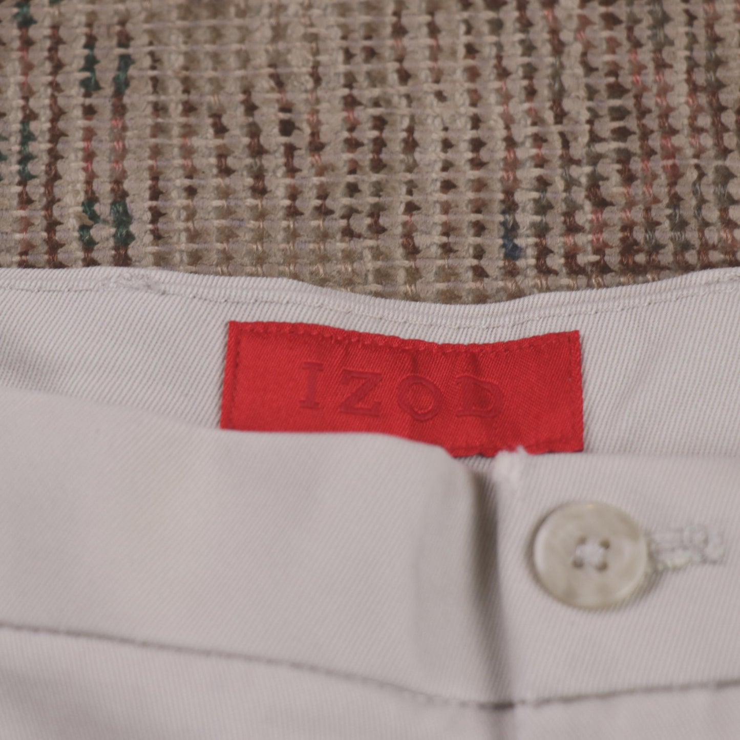 IZOD W36 L29 Straight Leg Beige Cotton Blend Trousers