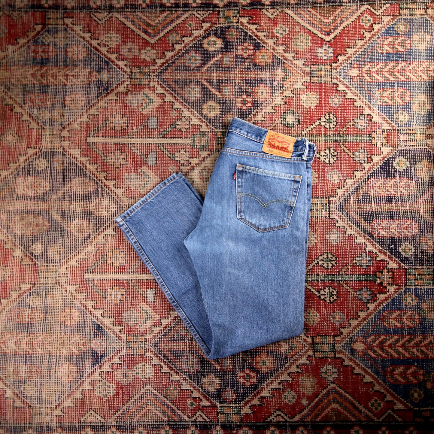 Levi's 505 Red Tab W60 L30 Straight Leg Regular Fit Blue Denim Jeans
