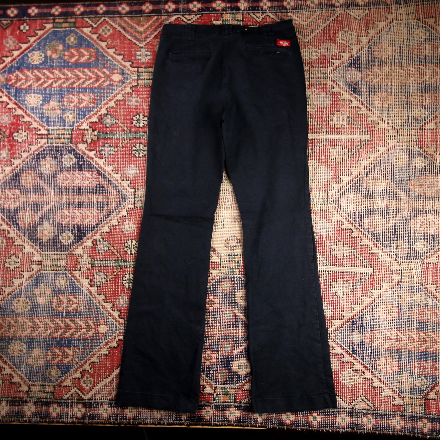 Dickies W28 L31 Flared Black Cotton Blend Trousers
